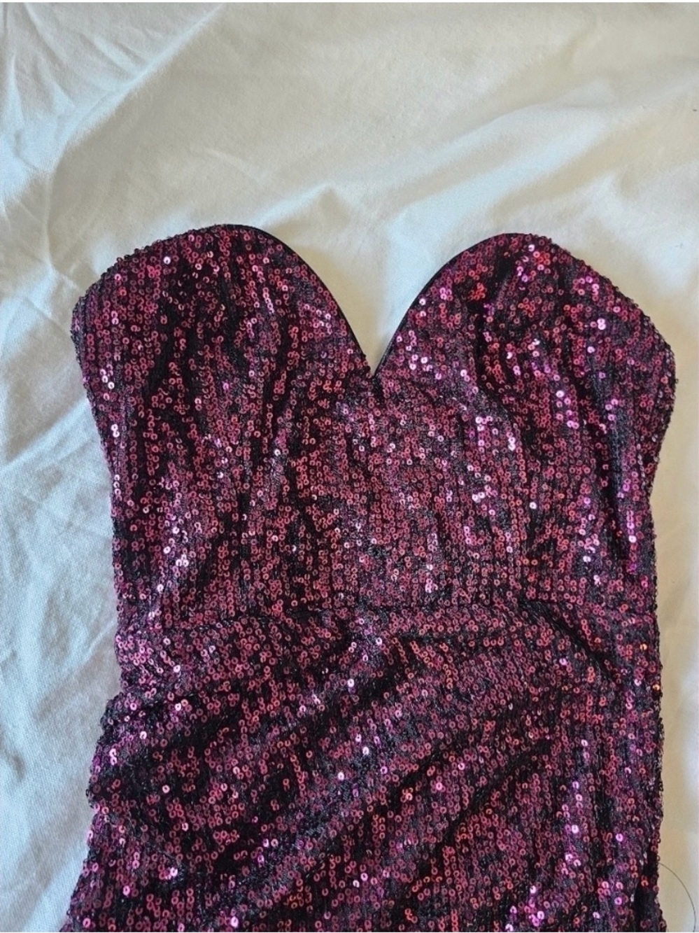 Sequin Strapless One-Piece in deep purple